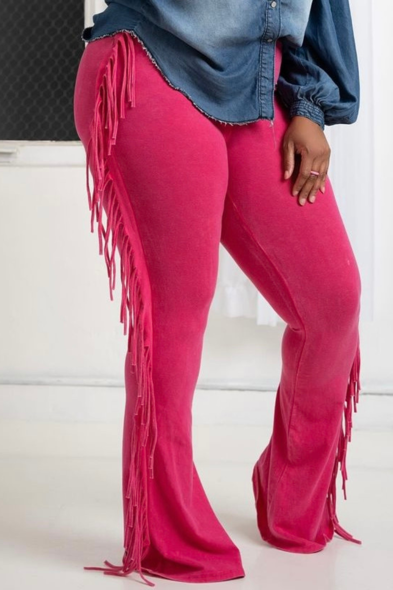 HOT PINK JUNIPER FRINGE PANTS
