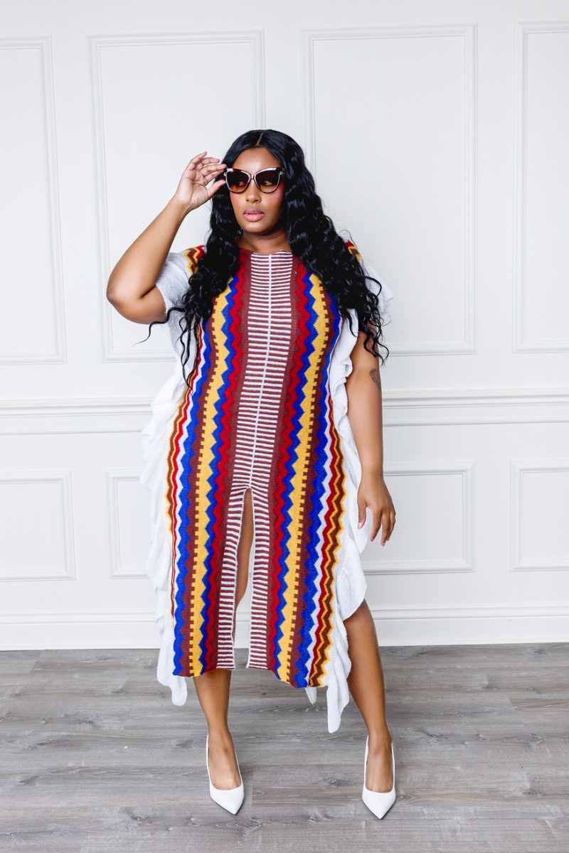 DUBAI RUFFLE SWEATER MAXI DRESS