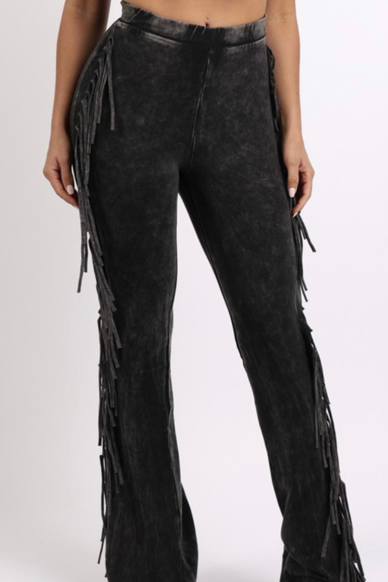 BLACK JUNIPER FRINGE PANTS