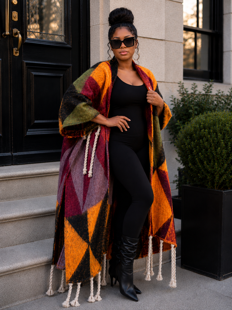 LOVE ON ME RED MULTI-COLOR CARDIGAN