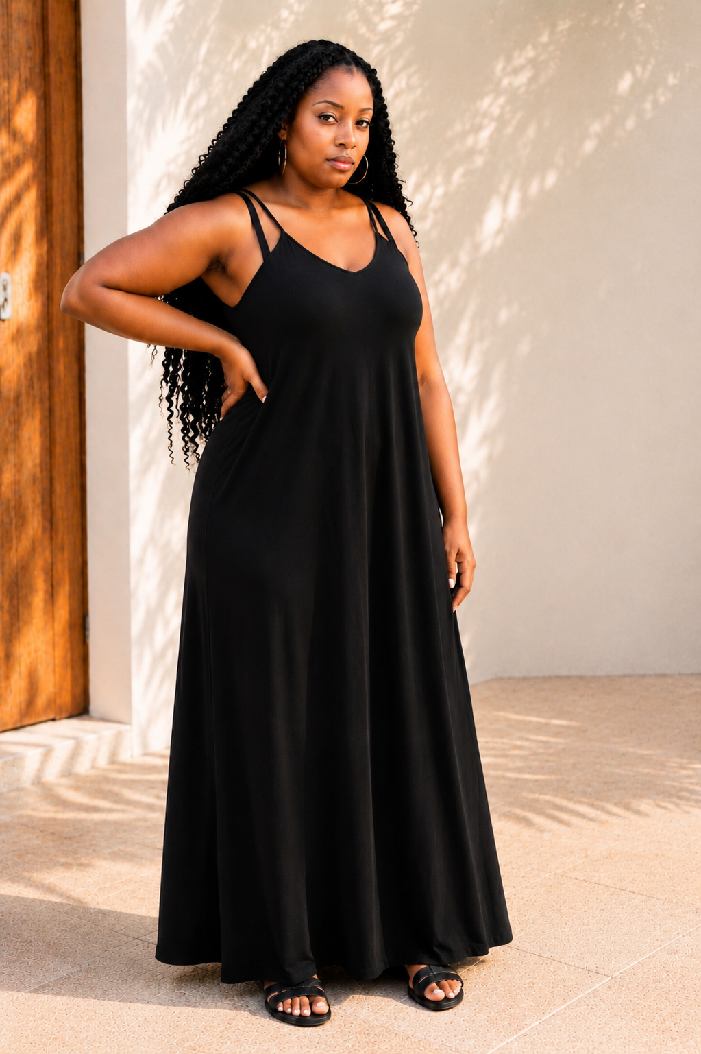 EBONY BLACK SO COMFY MAXI DRESS