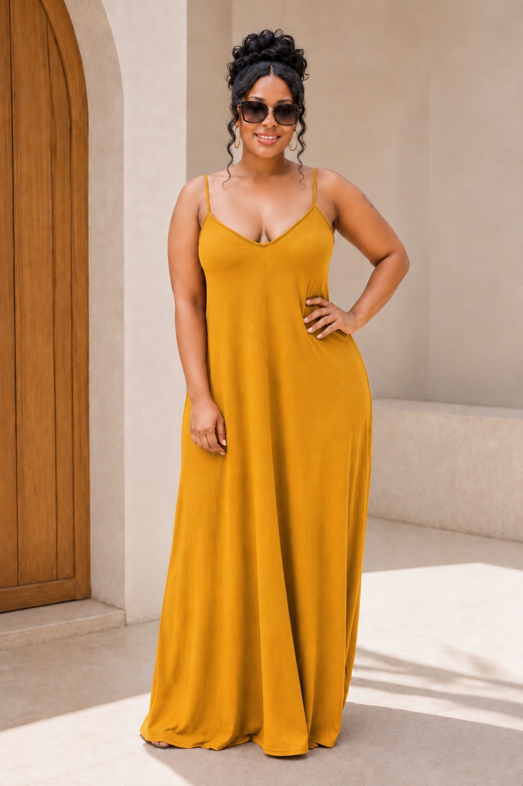 MUSTARD SO COMFY MAXI DRESS