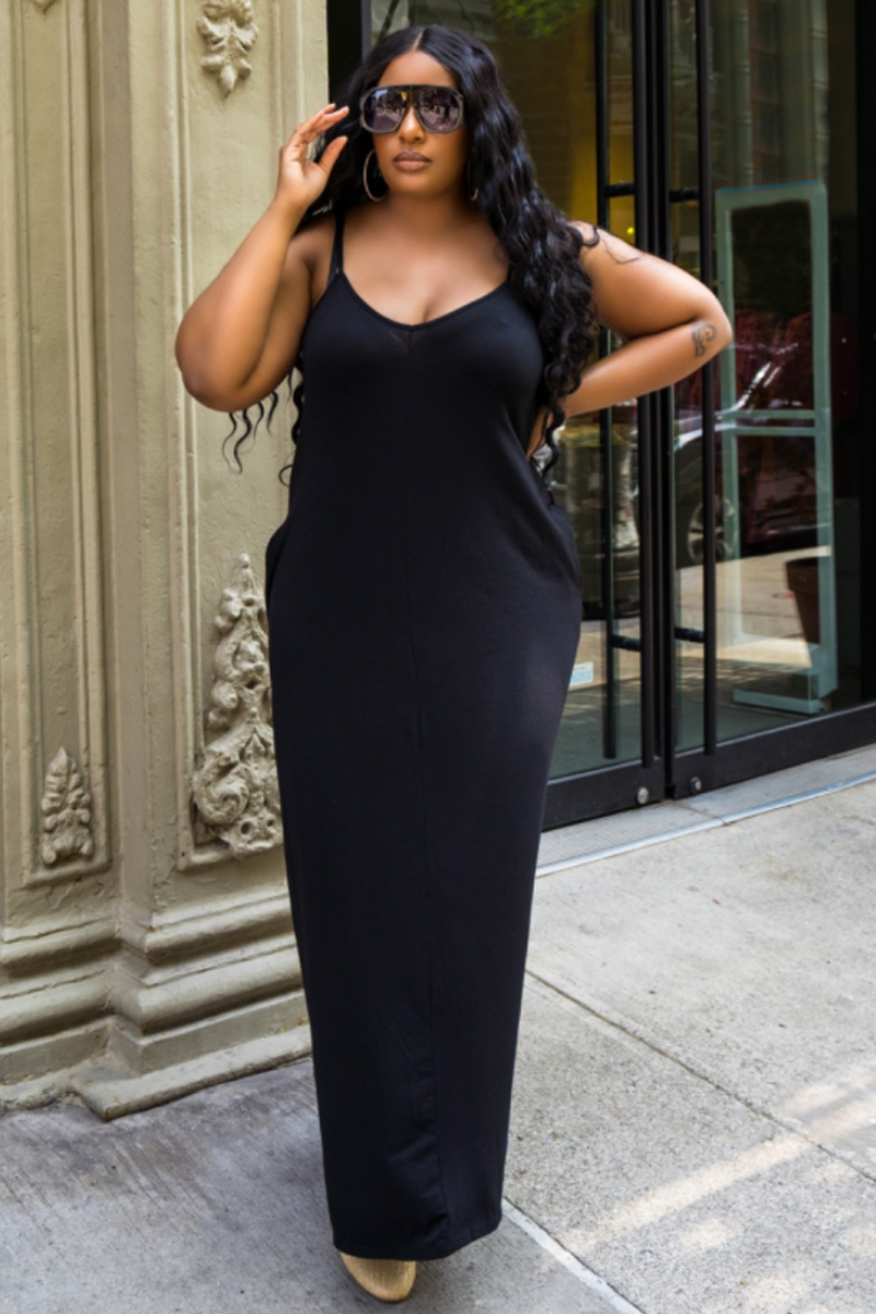EBONY BLACK SO COMFY MAXI DRESS