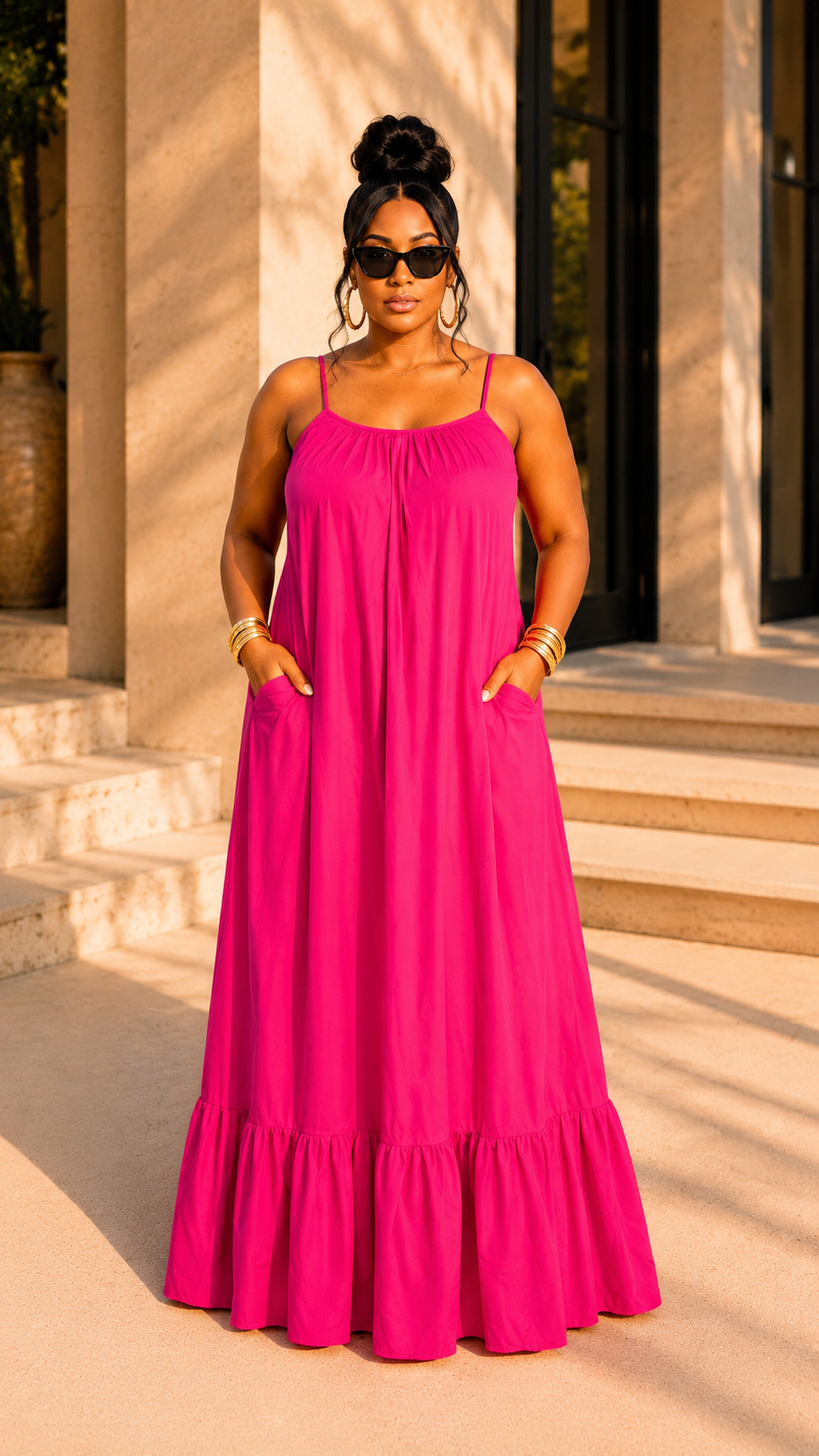 UNDER THE SUN PINK MAXI DRESS