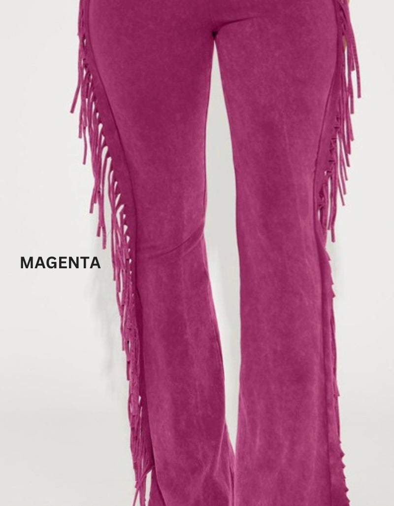 MAGENTA JUNIPER FRINGE PANTS