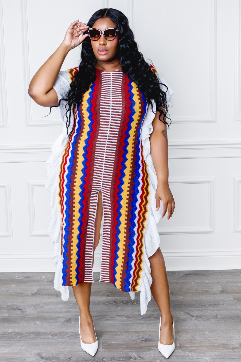 DUBAI RUFFLE SWEATER MAXI DRESS