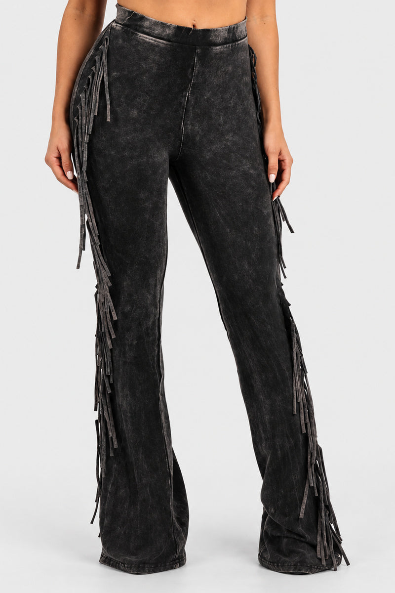 BLACK JUNIPER FRINGE PANTS — closer product framing