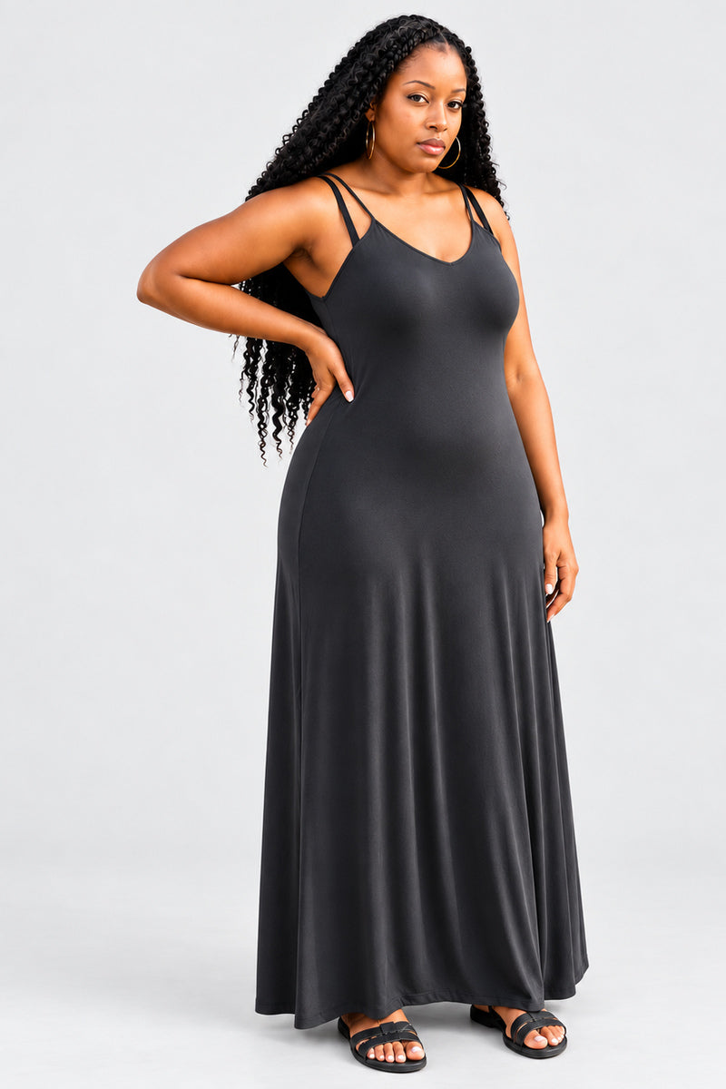 CHARCOAL GREY SO COMFY MAXI DRESS — closer product framing