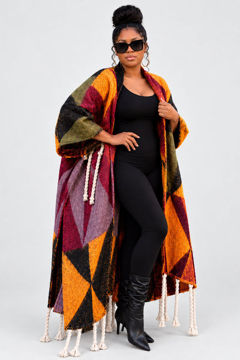 LOVE ON ME RED MULTI-COLOR CARDIGAN — closer product framing