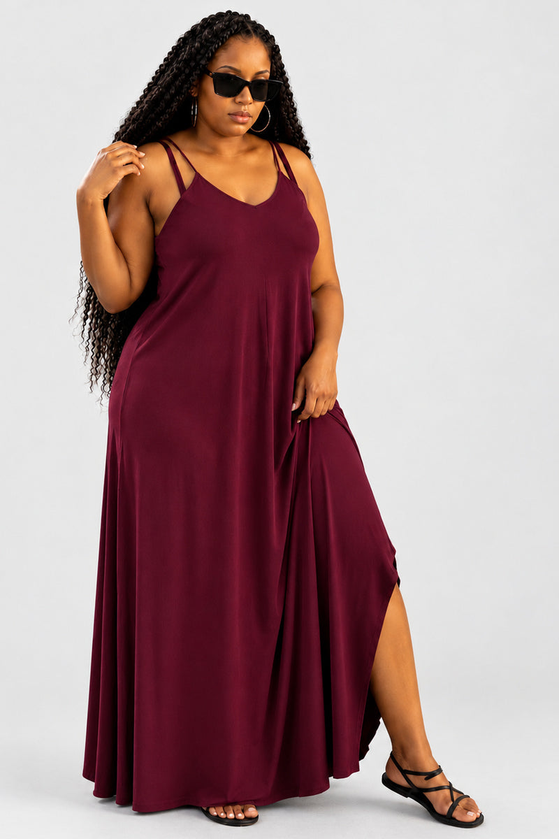WINE RED SO COMFY MAXI DRESS (Copy) — closer product framing