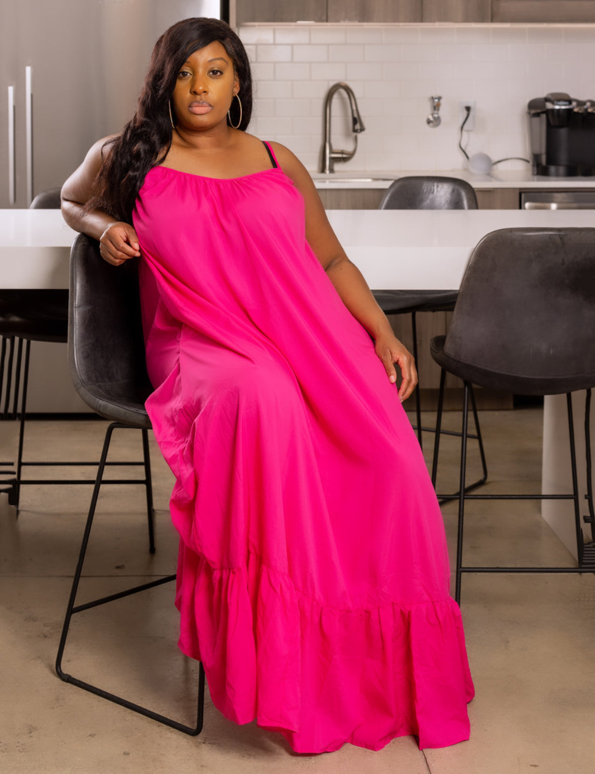 UNDER THE SUN PINK MAXI DRESS