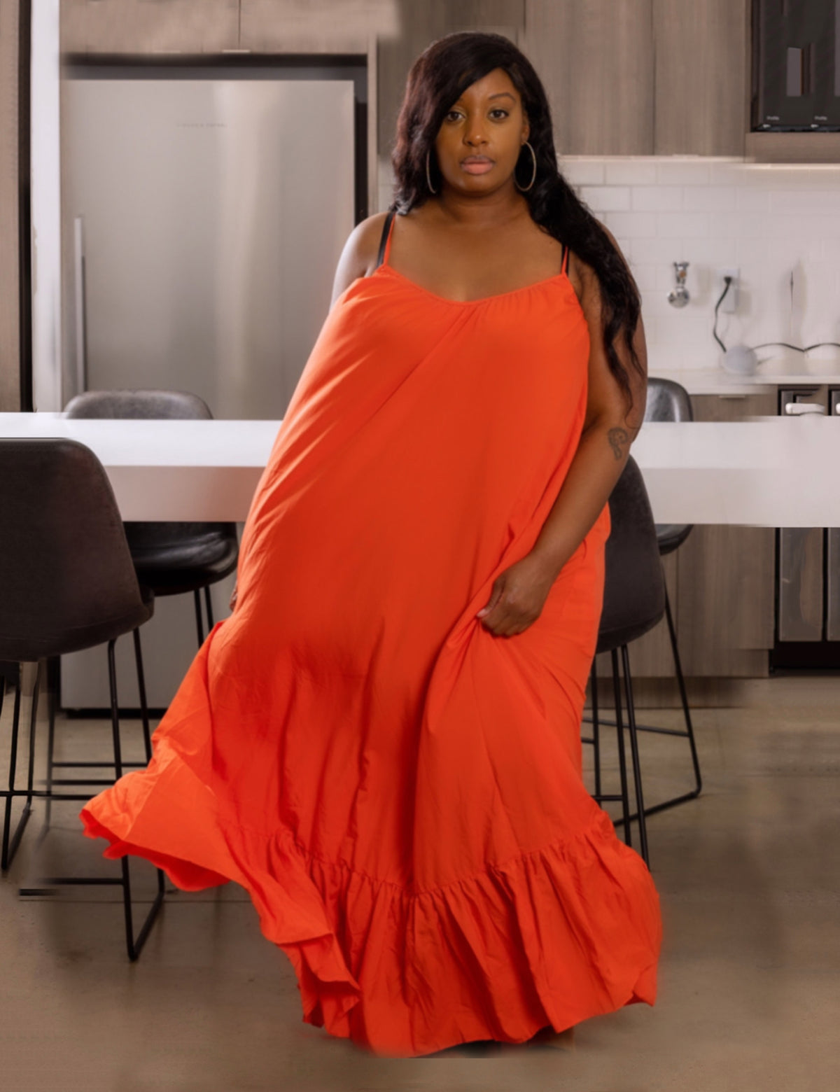 UNDER THE SUN ORANGE MAXI DRESS